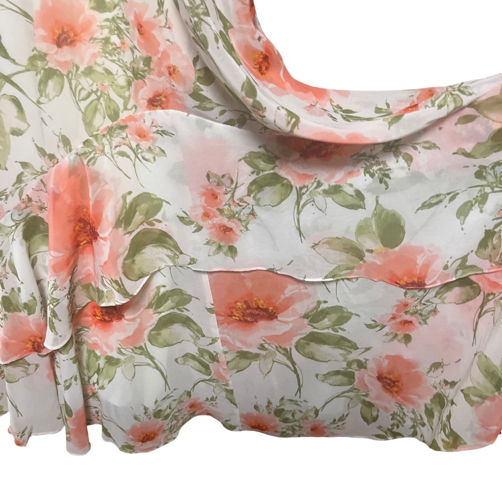 Altar’d State White Coral Pink Orange Floral Maxi Dress Flutter Ruffle Knoll M - Picture 7 of 11